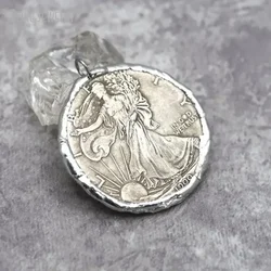 10pcs United States Lady Liberty Soldered Coin Frame Necklace Pendant Findings Handmade Vintage Jewelry Charm Supply