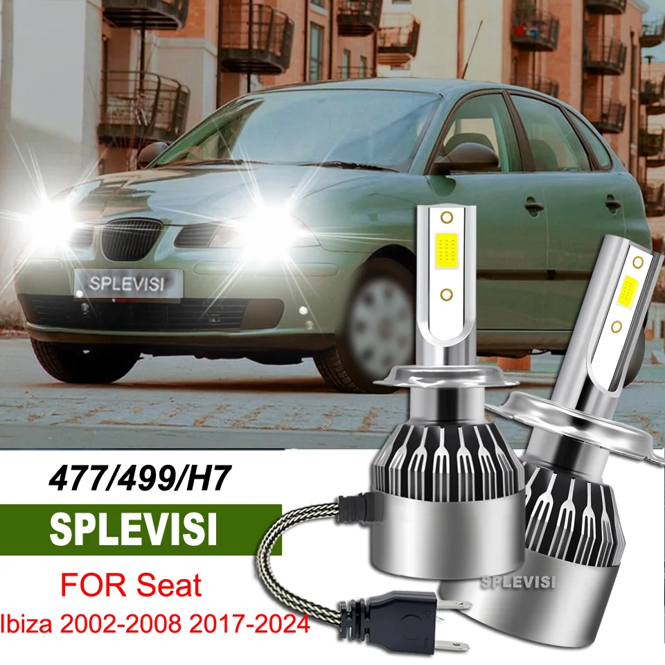 

477 499 H7 300% Brighter Chips Turbo Automobile LED Headlight Bulbs 90W 6000K Kit Conversion For Seat Ibiza 2002-2008 2017-2024