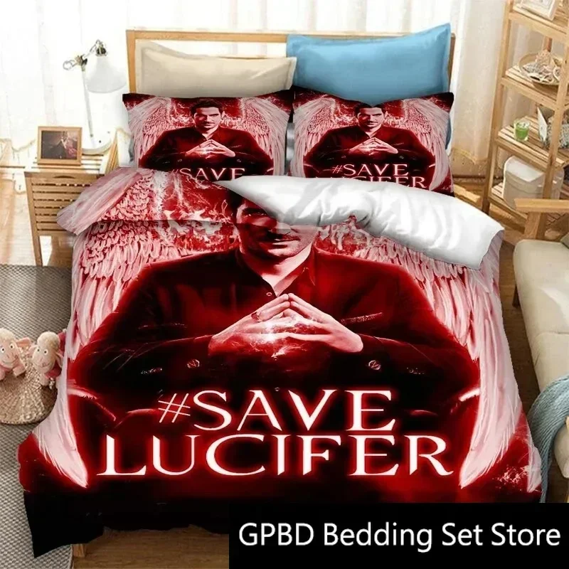 3D Print Lucifer Tv Bedding Set Double Twin King Duvet Cover Comforter Pillowcase Boys Girls Adults Bedroom