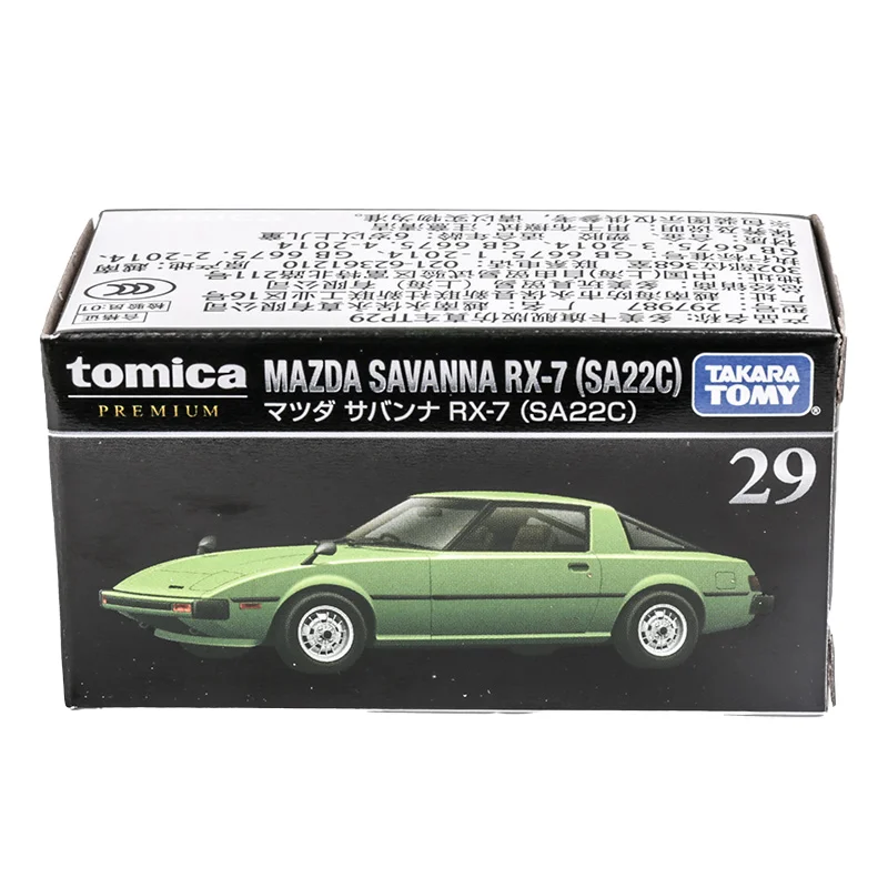 TAKARA TOMY-coche deportivo de aleación fundido a presión para niños, insignia de juguete, caja negra, TP29, Mazda RX-7, regalo de colección