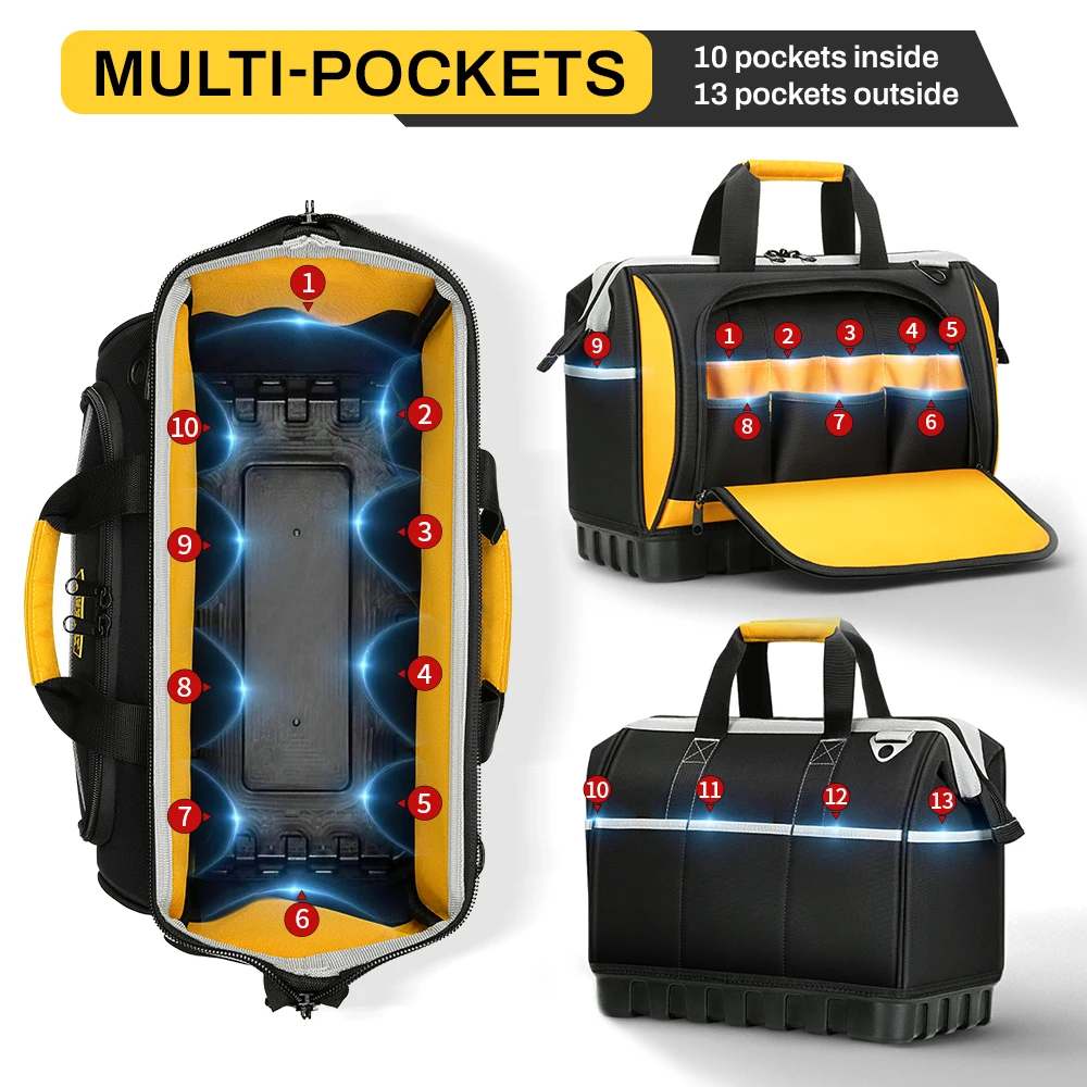 Electrician Tool Bag - Durable Knitted Material, Large Capacity Hand Tool Organizer for Air Conditioning & Electrical Repairs