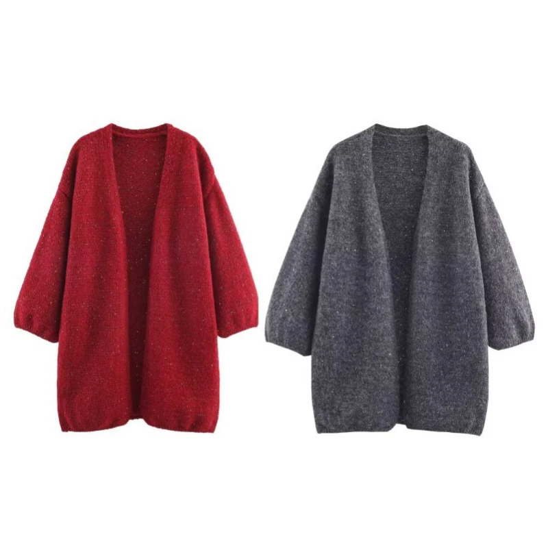 Autumn Winter Cardigan Solid Sweater Casual Hand Hook Loose Knit Women's Clothing Knitwear Soft Warm Female Tops