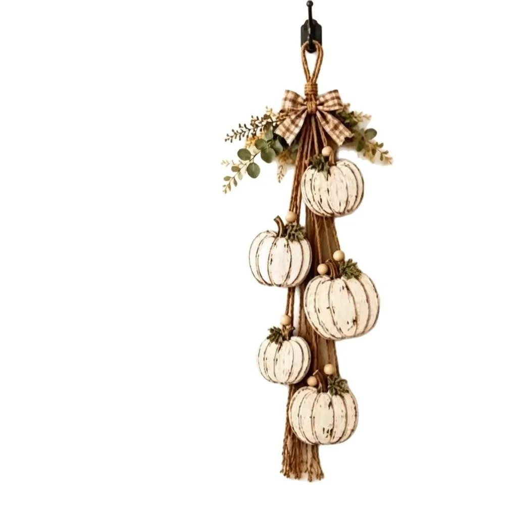 Decorative Boho Style Wooden Heart Wall Hanging Vertical Jute Rope Rustic Door Decor Rustic Wood Jute Pendant Wall Art