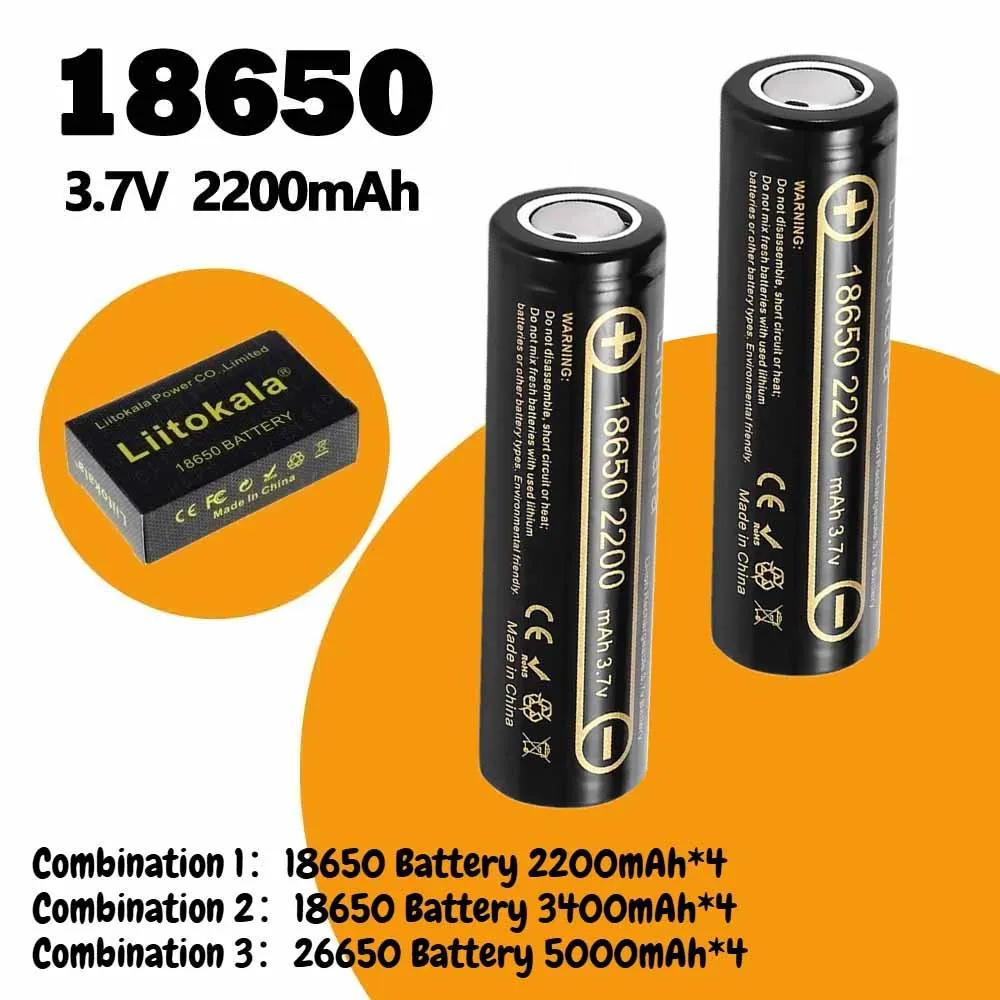 

4PCS 3.7V 18650 2200mAh 3400mAh Lithium Rechargeable Battery 3.7V 26650 5000mAh Batteria Authentic Product with 100% Capacity