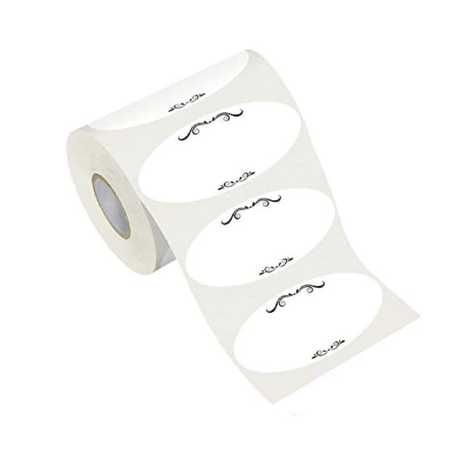 150 Stickers/Roll 1*2in Home Kitchen Food Date Marking Roll Waterproof Adhesive Stickers Oval White Writable Labels for Food Classification Jar Labels Classification Management Stickers