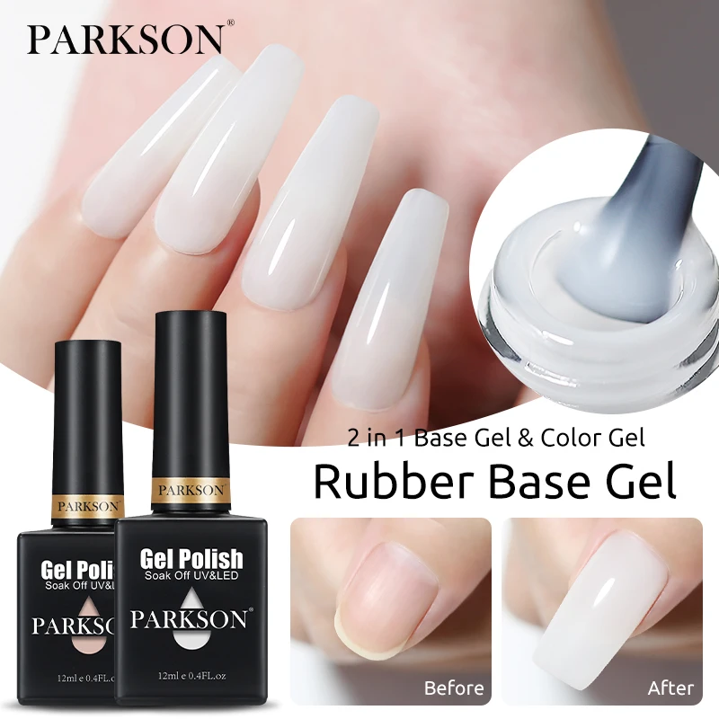 Parkson Melkachtig Wit Rubber Dikke Basis Gel Polish Top Base Coat Uv Led Doorweekt Met Snelle Verlenging Constructie Vernissen Manicure