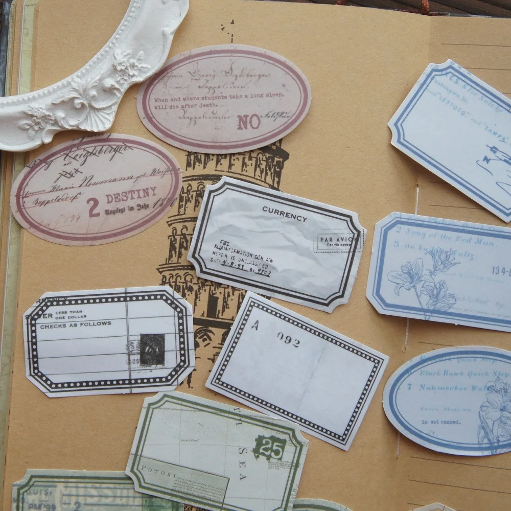 

44pcs Retro Faded Yellow Green Label Design Paper Stickers Scrapbooking DIY Gift Packing Decoration Tag