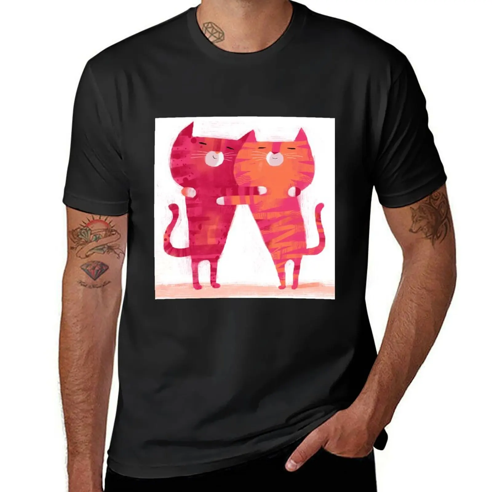 Cat Cuddle T-Shirt tops aesthetic clothes mens clothes