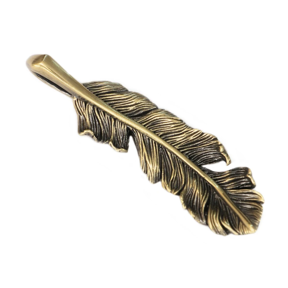 High Details Brass Feather Pendant Punk Jewelry BR52