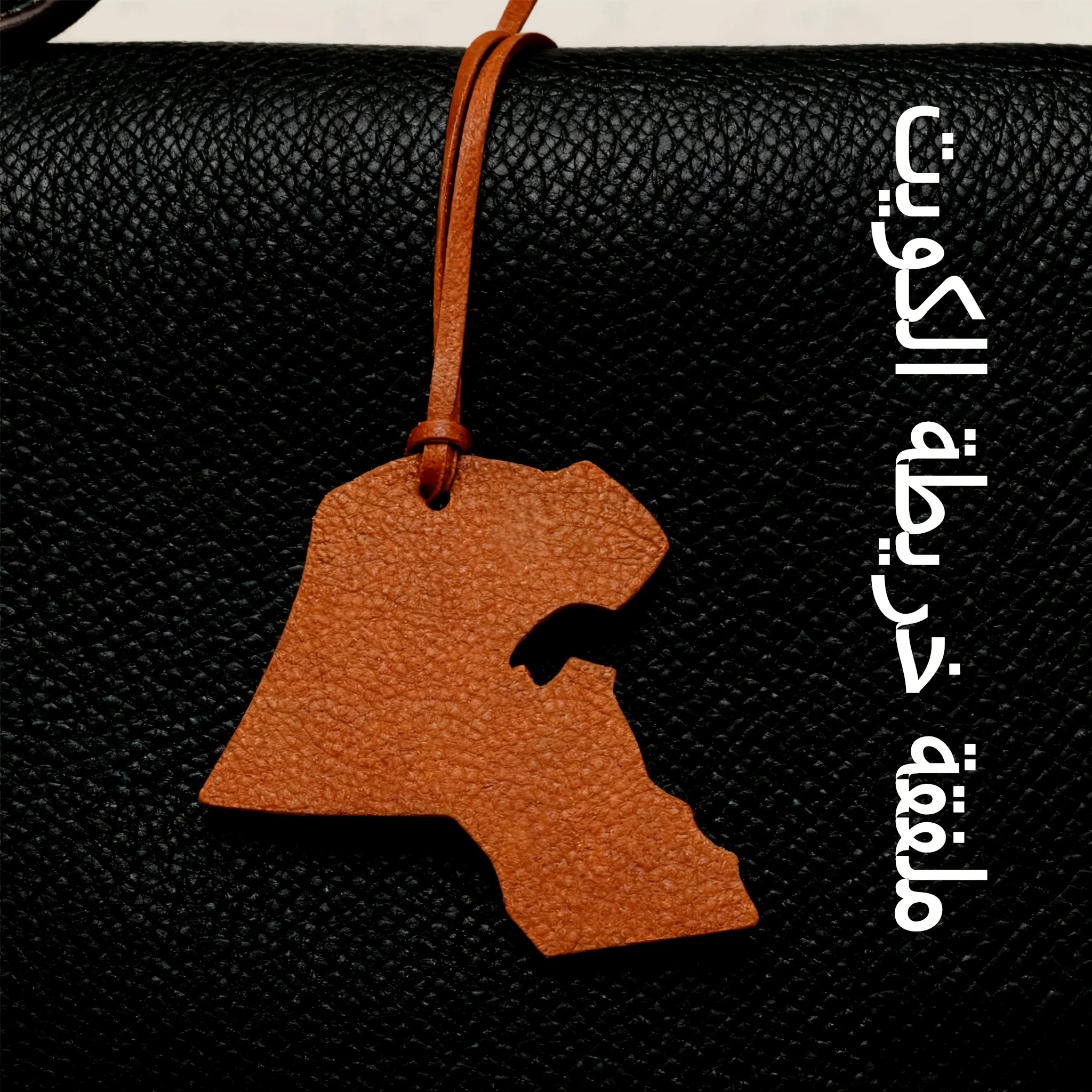 Kuwait-Karten-Schlüsselanhänger - PU-Leder mit Bagdad-ähnlicher Struktur, Reiseandenken aus dem Nahen Osten, Taschen- und Auto-Anhänger - Geschenk für Kuwait