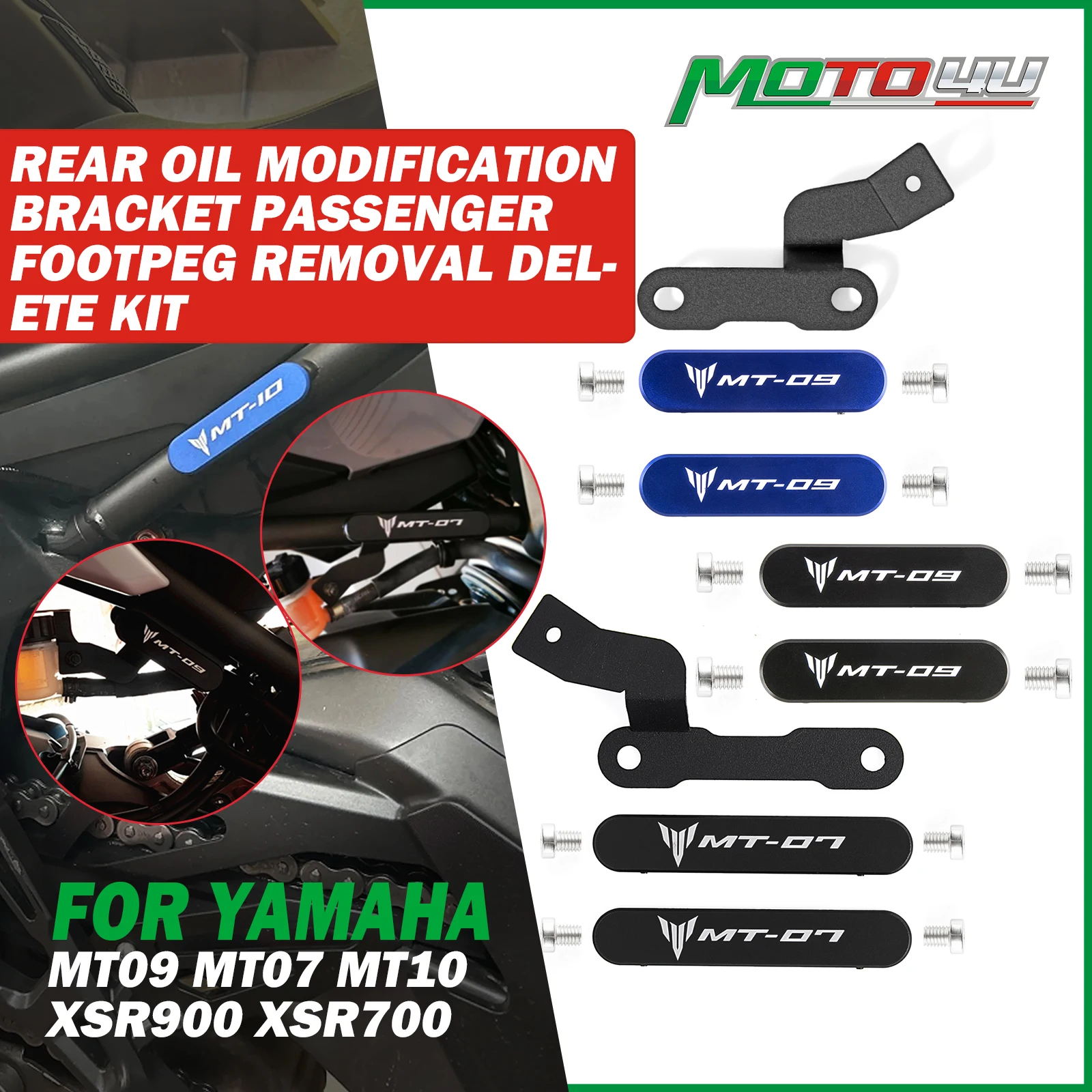 For YAMAHA MT09 MT-09 MT07 MT10 XSR900 XSR700 Motorcycle Rear Oil Modification Bracket Passenger Footpeg Removal Delete Kit
