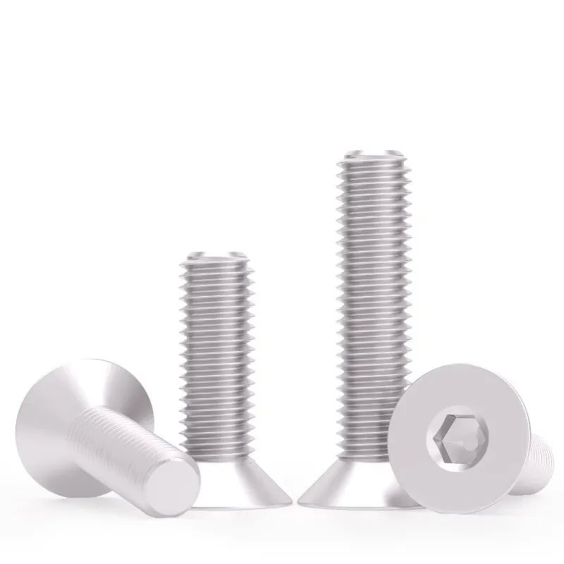 6061 Aluminum Alloy M3 M4 M5 M6 M8 M10 M12 Flat Head Socket Cap Screws Countersunk Hexagon Socket Screws