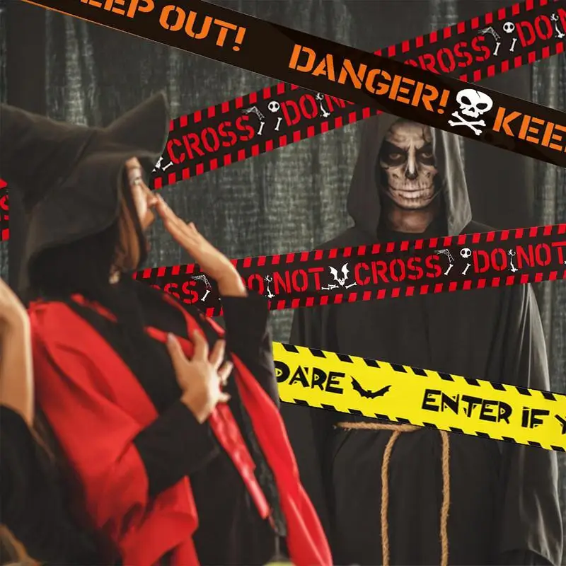 Хэллоуин, пугающая лента, пугающая лента, защитные знаки, клейкая лента для сценической сцены, предупреждающие украшения, Барьерная лента, опасная лента для Хэллоуина, искусственная