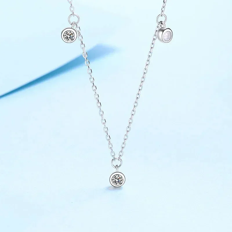 

Luxury 0.5 Carat Moissanite Diamond Star Collarbone Chain, Pt950 Platinum Choker Female Fine Jewelry Pendant Necklace For Women