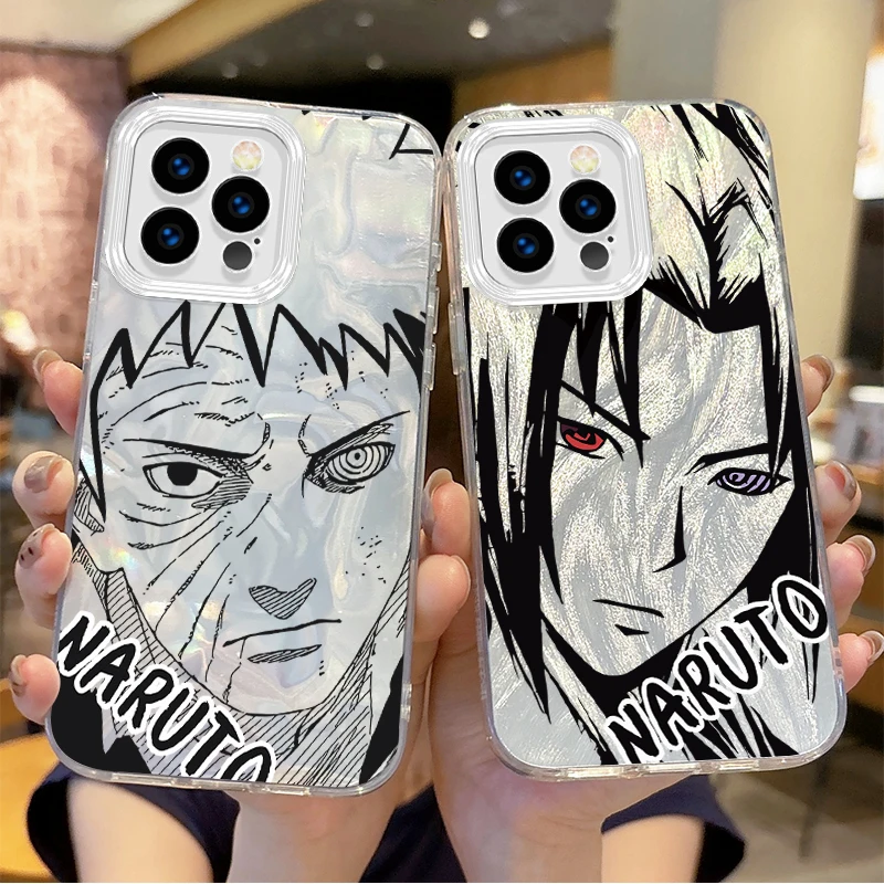 Cool N-Narutos Uchiha Sasuke Anime Gradient For iPhone 16 Pro Max Case 15 14 13 12 11 8 7 Pro Max Plus XS XR Hard Non-Slip Cover