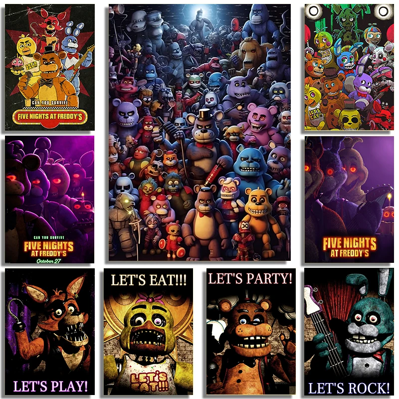 Hot Game Posters FNAF Five-nights-At-Freddys Ultimate Group Prints Canvas Painting Wall Art Pictures for Living Room Home Decor