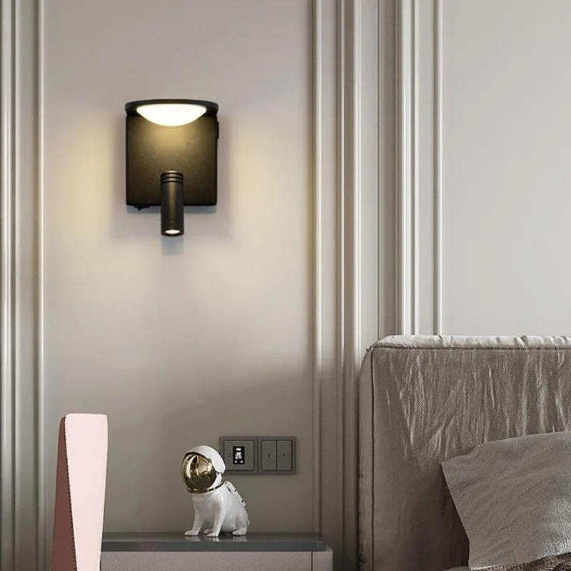 Modern Black and White Creative Wall Lamps LED Rotatable Spotlight Living Room Bedroom Bedside Study