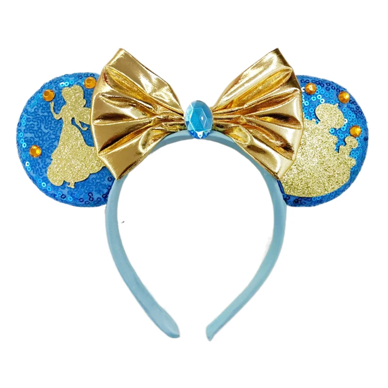 Princess Jasmine Mickey Mouse Ears Headbands Women Aladdin Hair Accessories Kids Genie of The Lamp Hairband Girl Bow Headwear