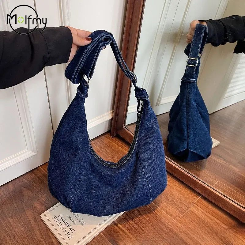 

Large Women's Bag Vintage Denim Men's Shoulder Bags Large Capacity Travel Bag Lightweight Zipper New Handbags Women 여행가방 2025