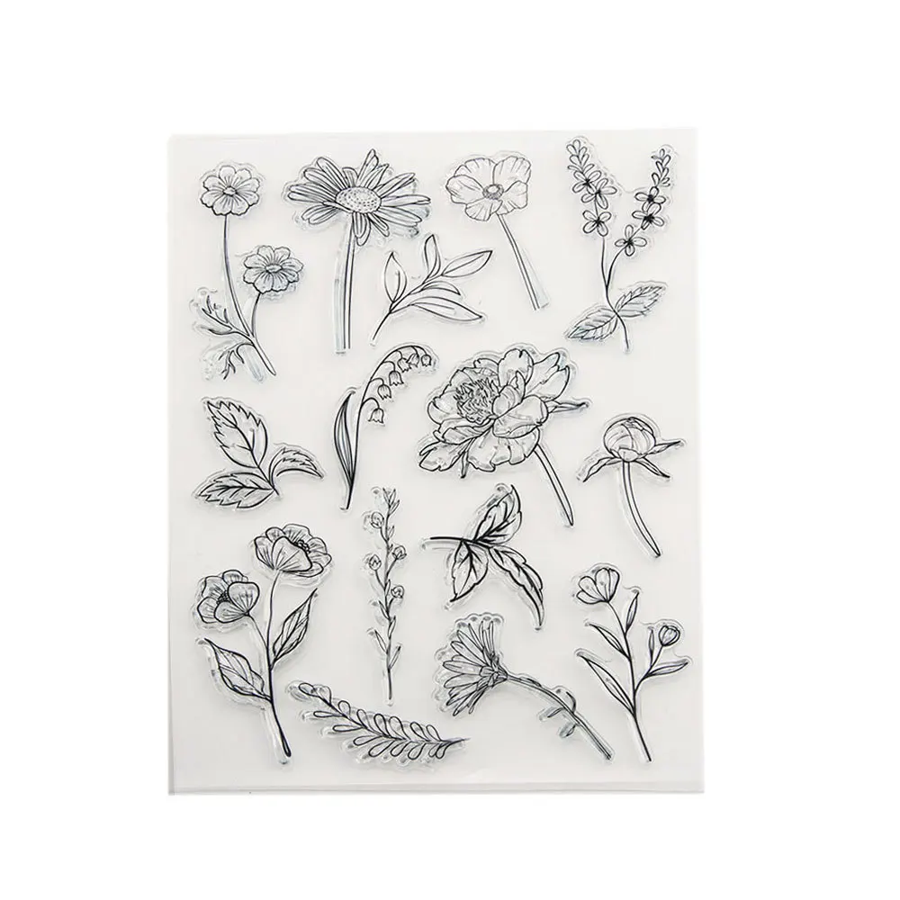 KLJUYP Flowers stamp Transparent Clear Silicone Stamps for DIY Scrapbooking/Card Making/Kids Crafts Decoration Supplies