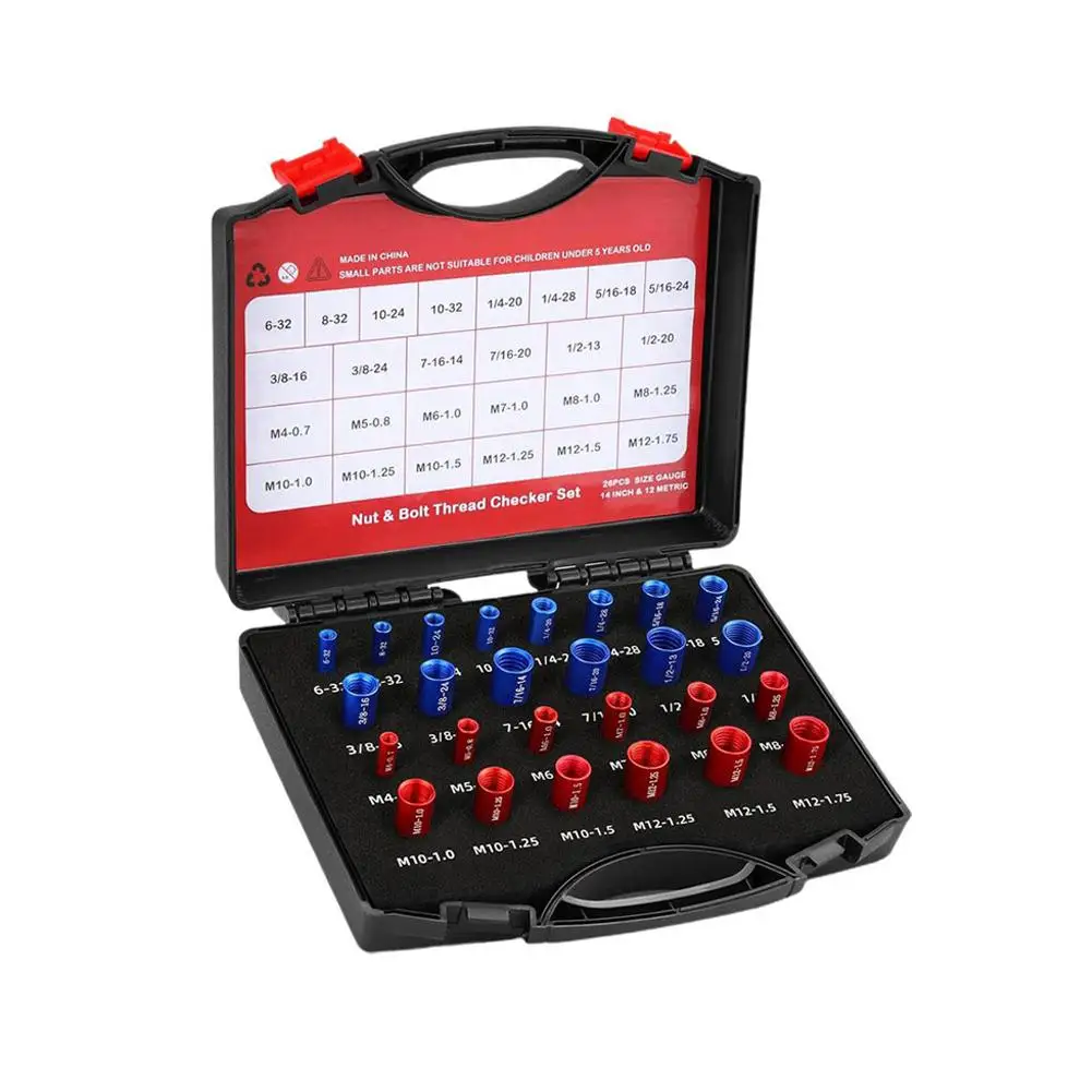 44 Bolt Size and Thread Gauge Nut and Bolt Thread Checker & 21 23 Thread Inch Gauge Sizes Individually Metric Assembled I8Q2