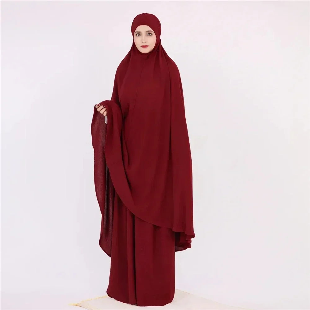 Ramadan Long Khimar Muslim Abaya Women Prayer Garment Saudi Prayer Dress 2 Piece Set Skirt Eid Niqab Djellaba Robe Jalabiya Robe