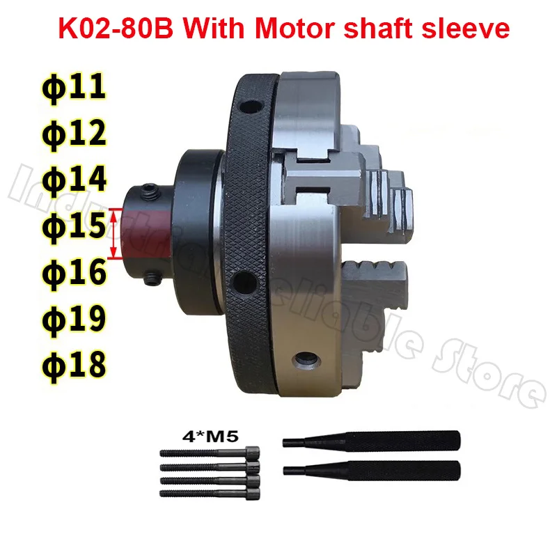 Sanou Manual Chuck K02-80B 3.15 inch Mini 4 Jaws Chuck Self-centering Clamping Hardened Steel lathe chuck With Motor Shaft