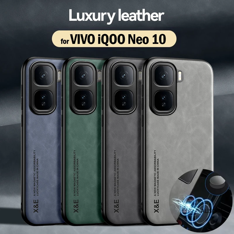 Luxury Leather Funda for VIVO iQOO Neo 10 Case Ultra Thin Car Magnetic Protection Cover for iQOO Neo10  Shockproof Capa