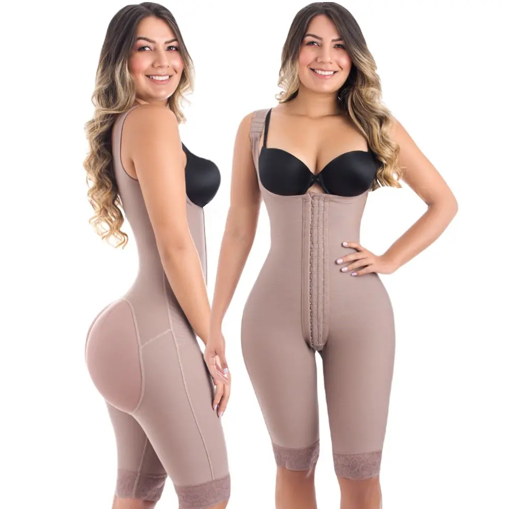 Fajas Compression Fabric Abdominal Control Adjustable Shoulder Clasps and Natural Buttock Lift System