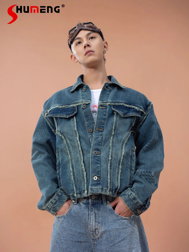 

Fashion Denim Jackets Men 2025 Autumn New Loose Comfort Retro Handsome Long Sleeve Coats Motorcycle Stylish Trend Denim Clothing