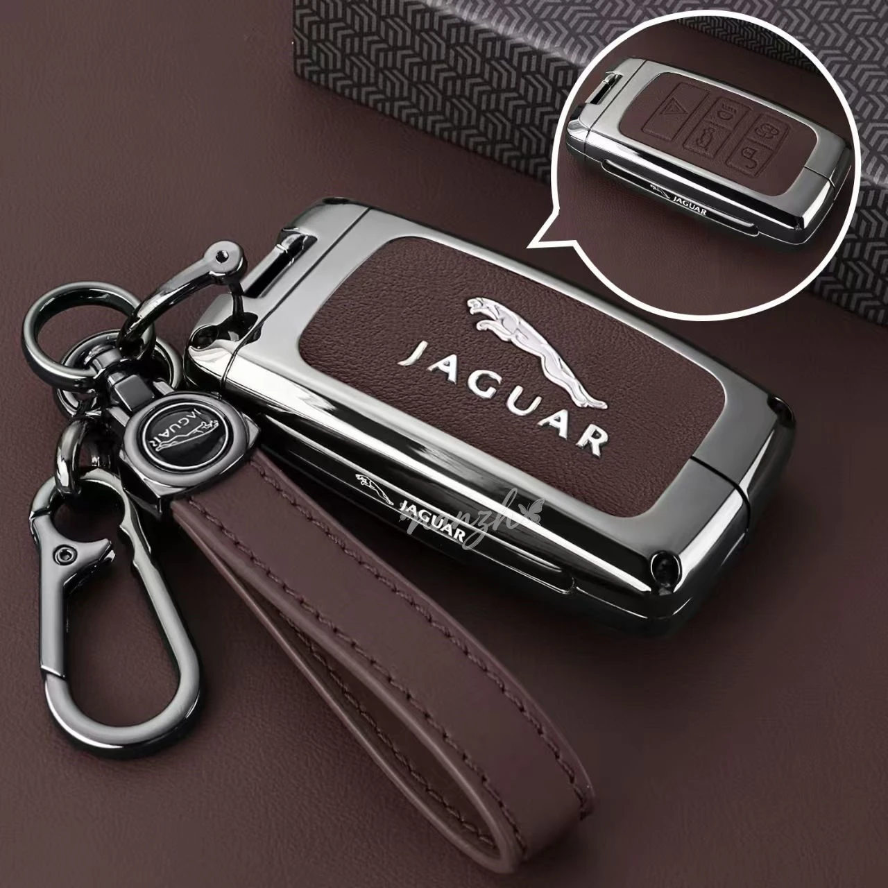 

Leather Car Key Case Cover For Range Rover Sport Evoque Vogue Velar for Land Rover Discovery 5 for Jaguar XE E-PACE XF 4 Button