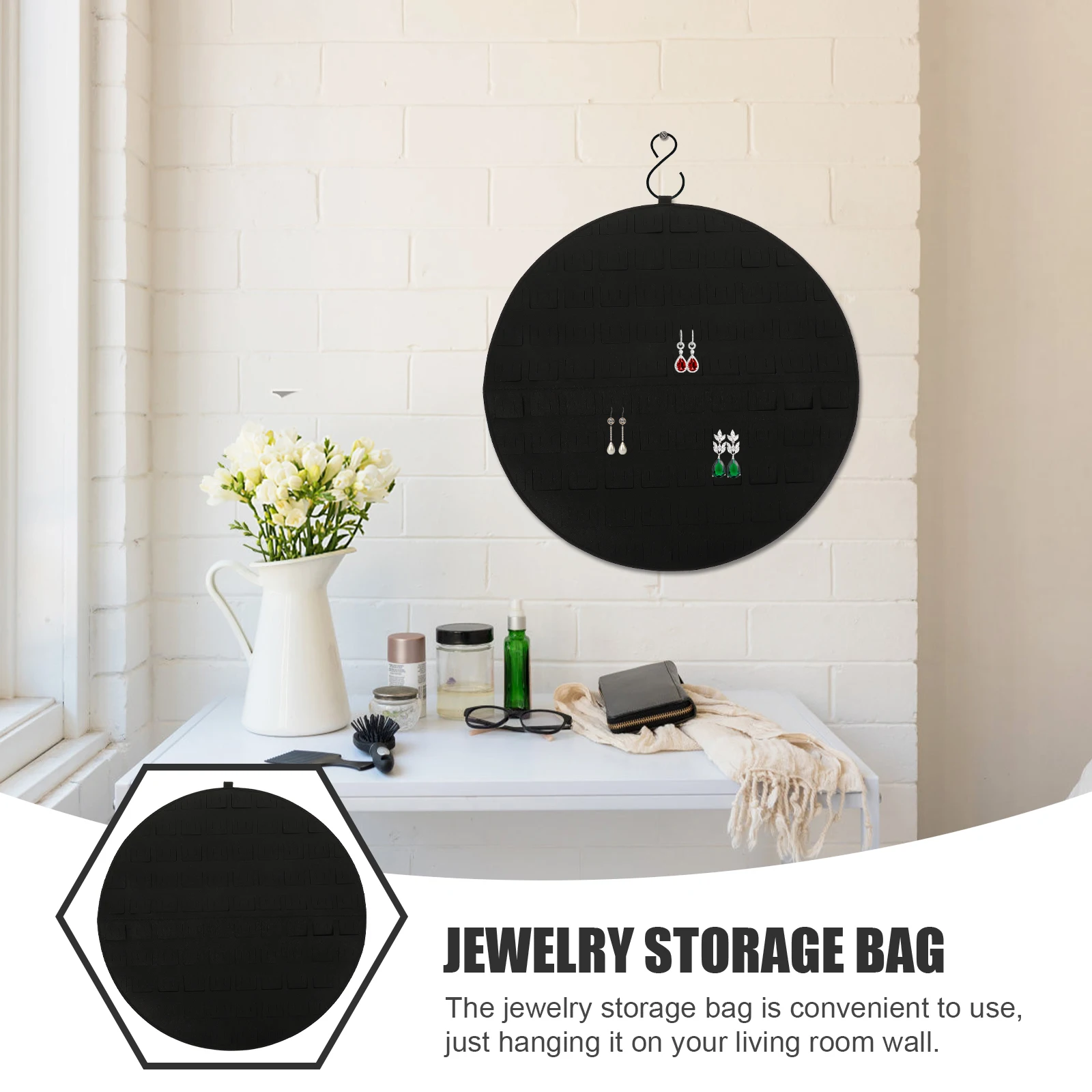 

Wall-Mounted Jewelry Storage Bag Organizer For Necklaces Bracelets Earrings Hanging Felt Display Holder Brooch Pin Accessories