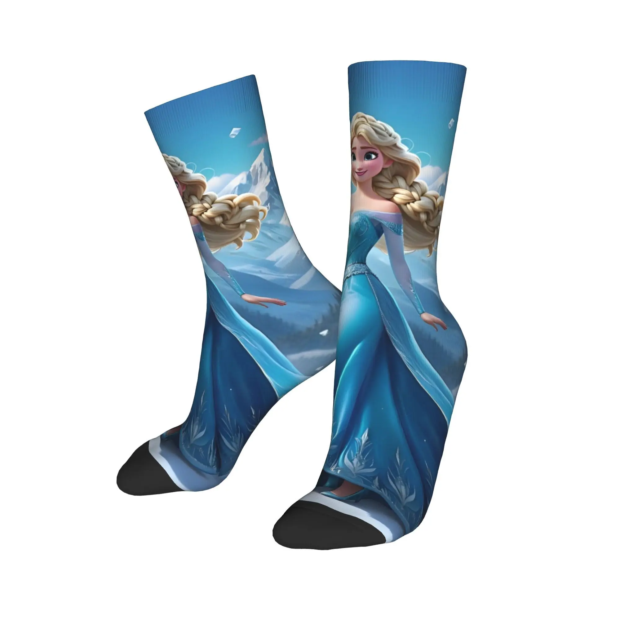 Frozen Anime Elsa Princess Print Dress Socks Merch for Daily Wear Cozy  Print Socks