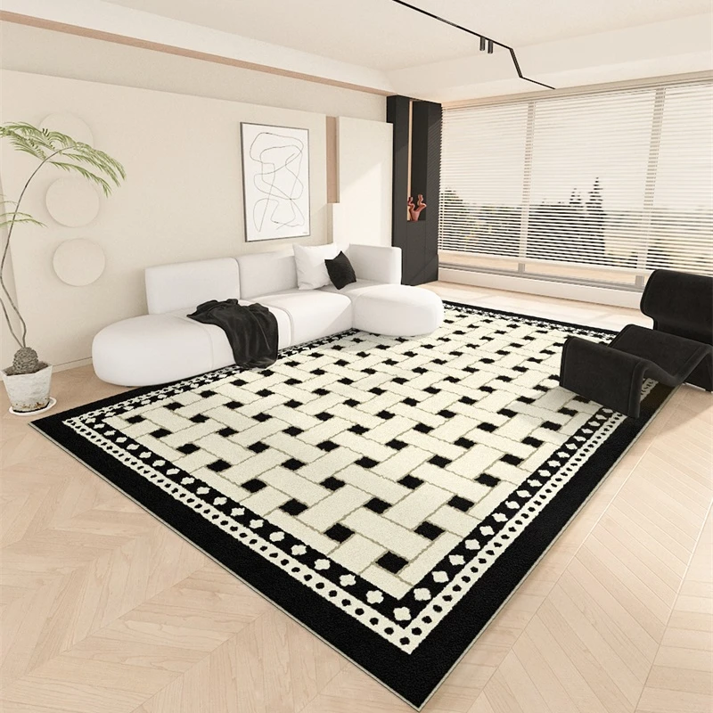 Modern Minimalist Rugs for Bedroom black white checkerboard Living Room Decoration Carpet Fluffy Soft Plush Mat Home Thicken Rug