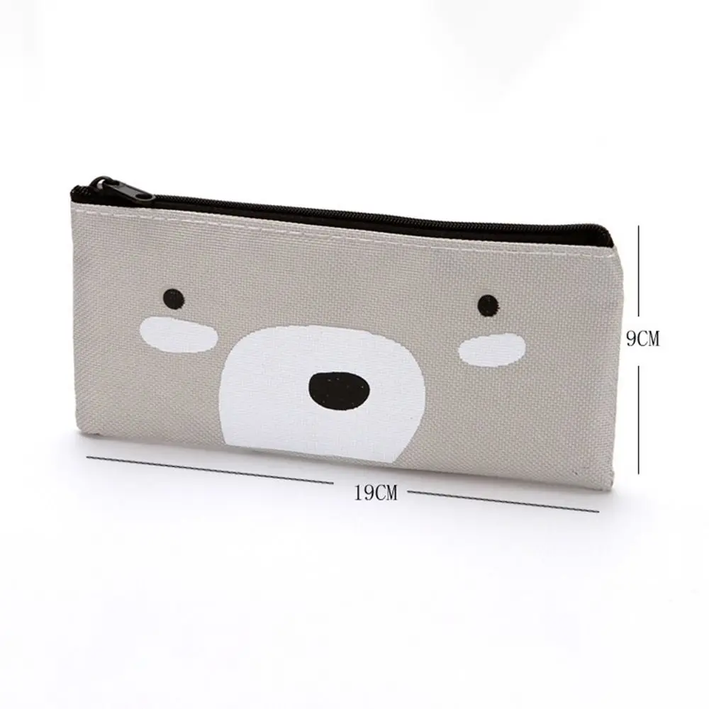 Durable Cute Canvas Pen Bag Creative Simple Pencil Bag Zipper Cartoon Cosmetic Bag Children