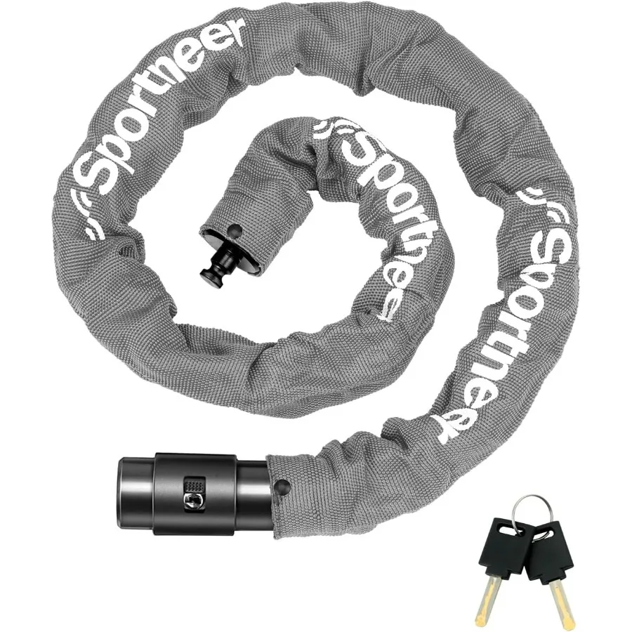 

Sportneer Bike Lock: 8mm Thick High Security Anti Theft Bike Chain Lock with 2 Keys 3.2 4ft Long Heavy Duty AntiCut Bicycle Loc