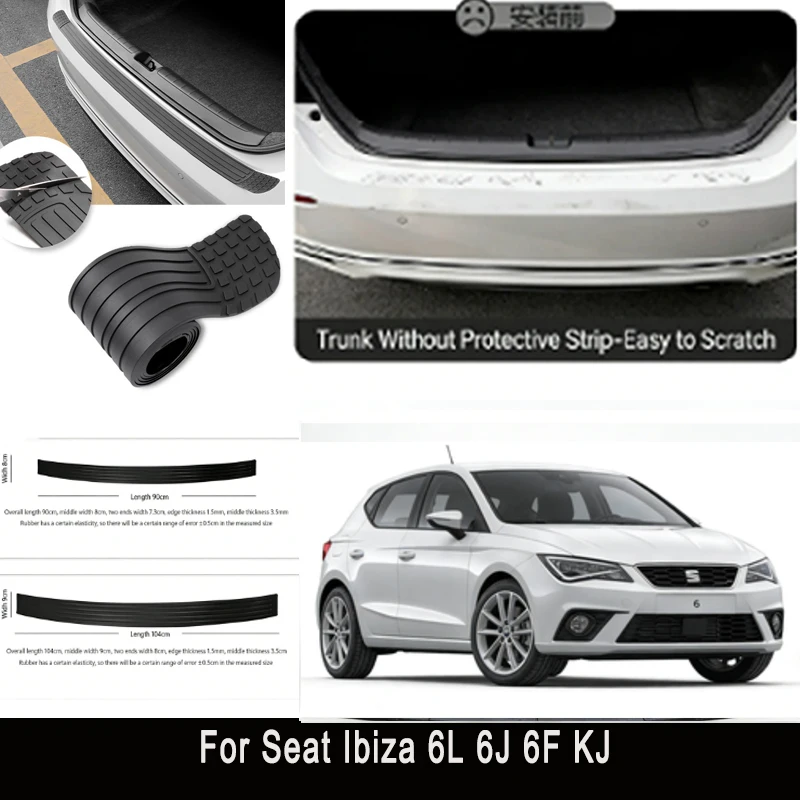 

For Seat Ibiza 6L 6J 6F KJ Rear Trunk Guard Plate Sticker Car Rear Bumper Trim Anti-Kicked Scratch Protector Sticker Strip