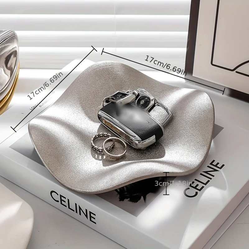 Wave Shaped Irregular Ceramic Electroplating Storage Tray Jewelry Lipstick Necklace Tray Desktop Item Storage Container Storage