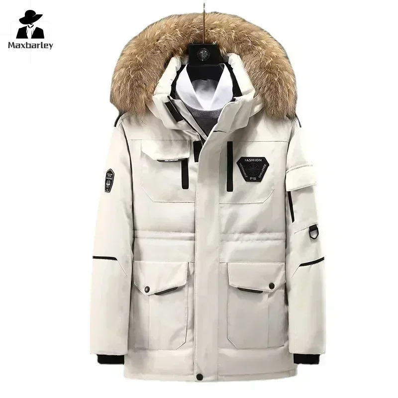 Hiver blanc canard doudoune 2024 luxe extrêmement froid grand col de fourrure Parka chaude décontracté en plein air Ski longue doudoune Parka