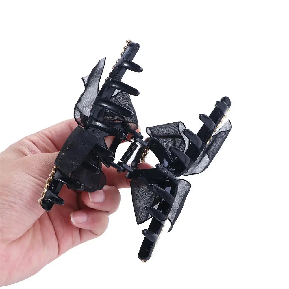 女性の気質ボウノットネット糸韓国ヘアアクセサリー髪爪グラブクリップヘアクリップ