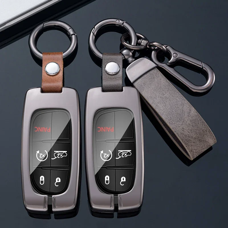 

Metal Leather Car Key Cover Case Fob For Jeep Renegade Compass Grand Cherokee For Chrysler 300C Wrangler Dodge Car Accessaries