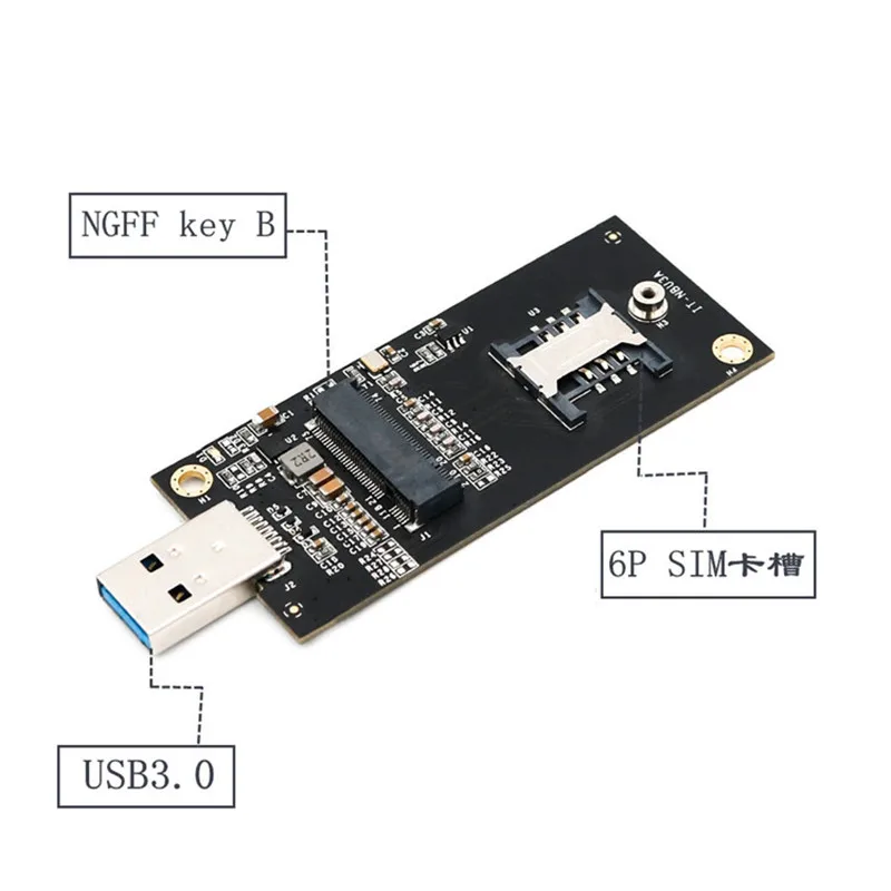 NGFF to USB 3.0 adapter card with SIM card Slot for 3G 4G WWAN LTE M2 interface module Quectel EM12-G EM05-E SIMCOM SIM7906E-M2