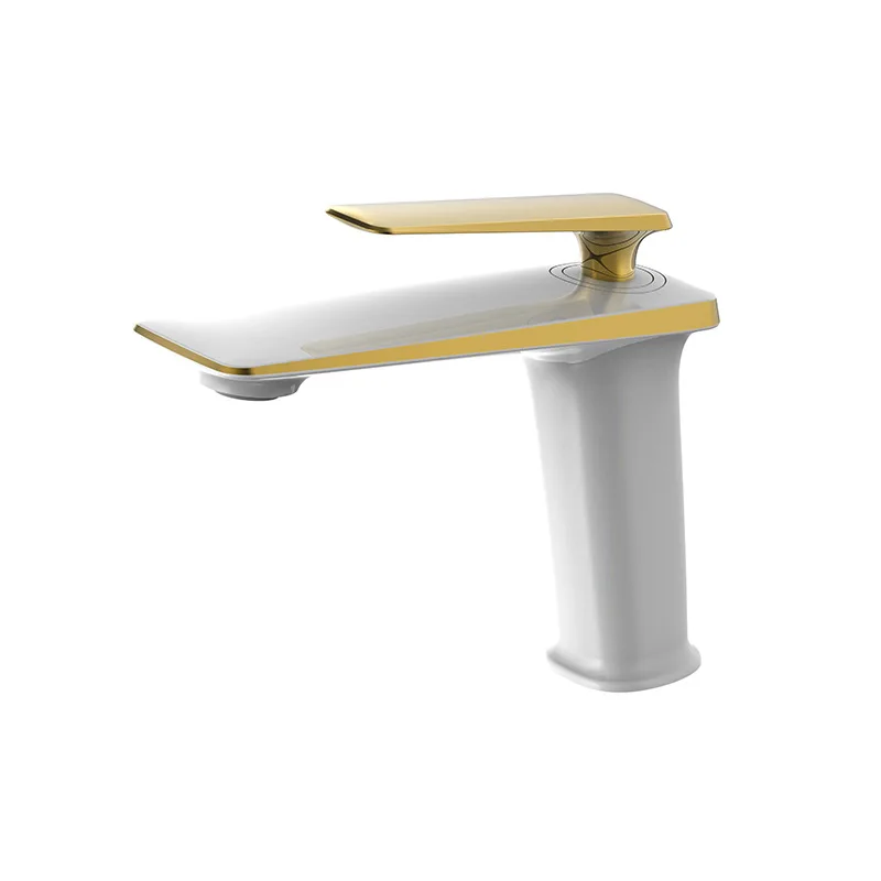 

Deck Mounted Bathroom Sink Faucet Contemporary Single Handle Washroom Vanity Sink Faucet One Hole Hot and Cold Mixer Tap