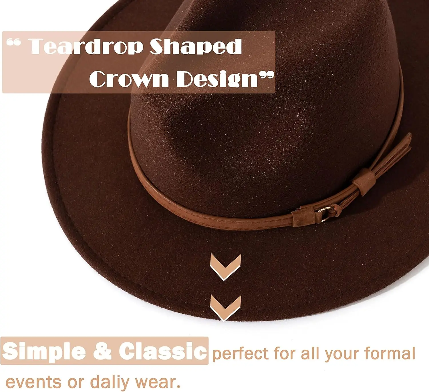 Mistdawn Men & Women Vintage Wide Brim Fedora Hat Classic Belt Buckle Decor Inner Breathable Sweatband Ideal for Travel & Daily