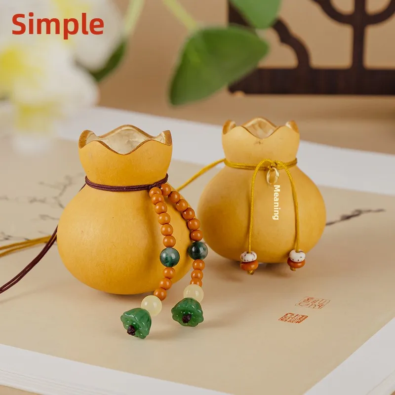 Natural Gourd Pendant For Car Rearview Mirror Hanging Bag Charm Keychain Decor 2026 Traditional Chinese Style Fortune Bag Design
