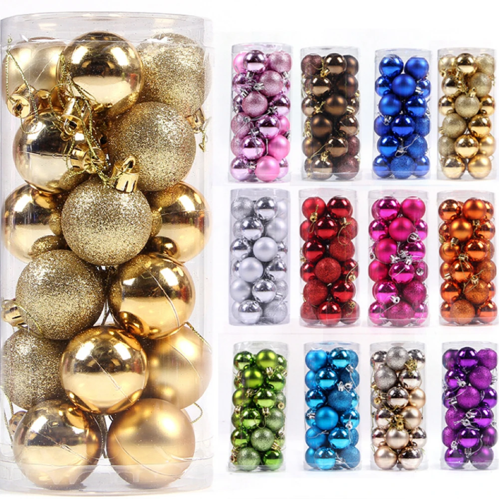 크리스마스 공, 크리스마스 트리 장식, 크리스마스 홈 장식, 해피 뉴 이어, Navidad 펜던트, 볼 액세서리, 24 개, 36 개