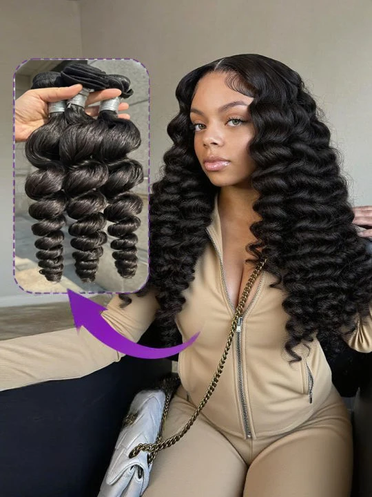 

Smilegirl 30 38 40 Inch Loose Deep Wave Double Weft Human Hair Curly Bundles Extensions Tissage Unprocessed Brazilian Hair 1 2 3 4 Weave