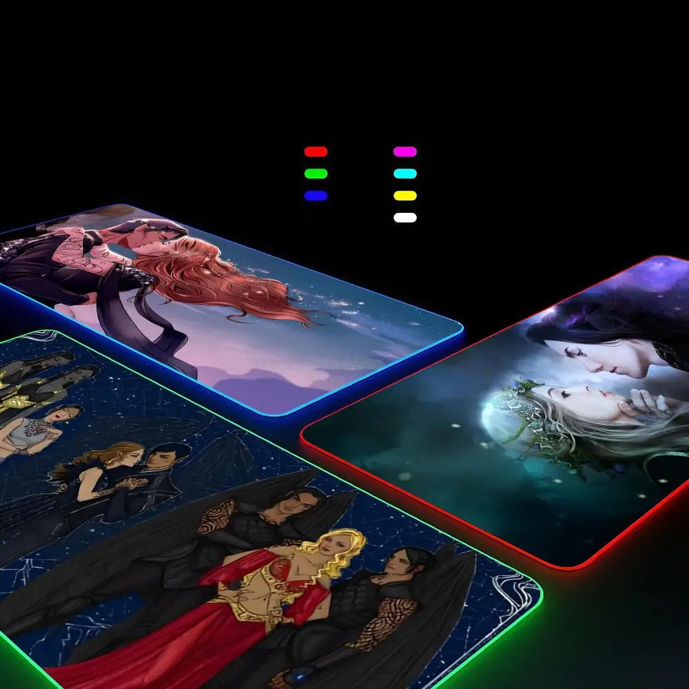 Acotar A Court of Mist and Fury Mouse Pad Gamer RGB Deskmat Keyboard Mat Gaming Laptops LED Mousepad Desk Protector Anime Mause