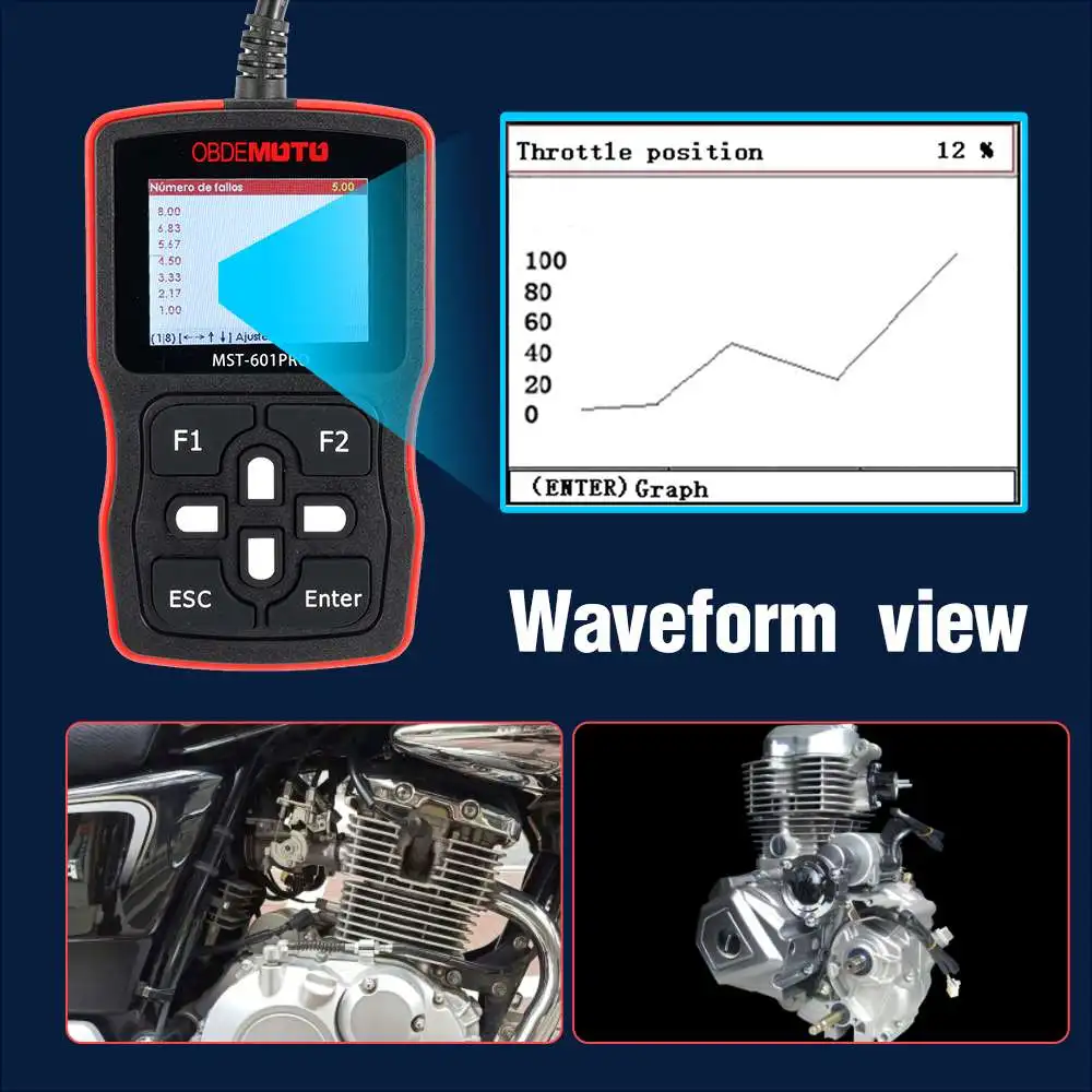 OBDEMOTO 601Pro Motorcycle Diagnostic Scanner Automotive Diagnosis Read Erase Car Motorbike Engine Fault OBD2 Code Frozen Data