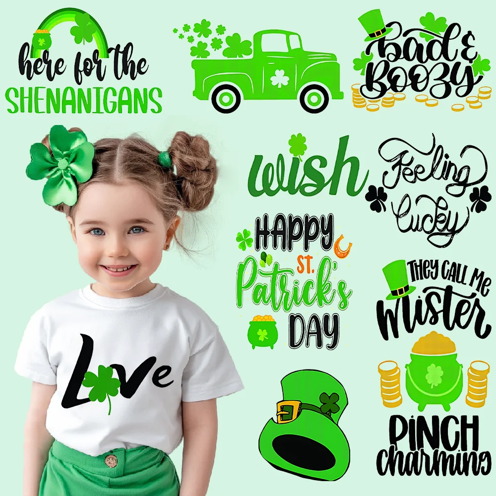 Saint Patrick's Day Iron on Patches for Clothes St. Patrick's Day Heat Transfer Stickers DIY Apparel Sewing Supplies